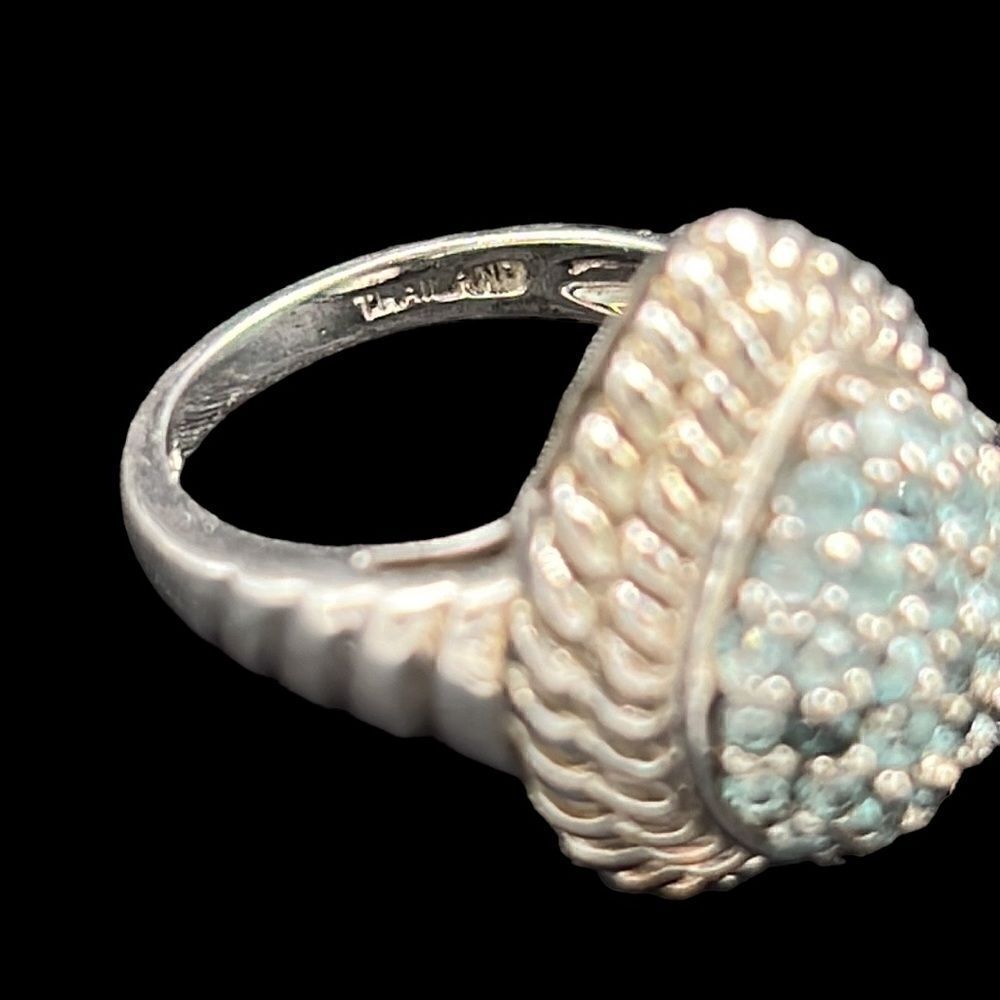 Blue Apatite Dome Ring Women’s Size 6 Sterling Silver 925 Jewelry Rope Outline - Picture 7 of 10